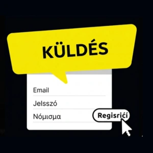 A Yep Casino logó egy regisztrációs űrlap felett jelenik meg, ahol a "Regisztráció" gomb ösztönzi a felhasználókat, hogy adják meg adataikat és hozzanak létre egy fiókot.