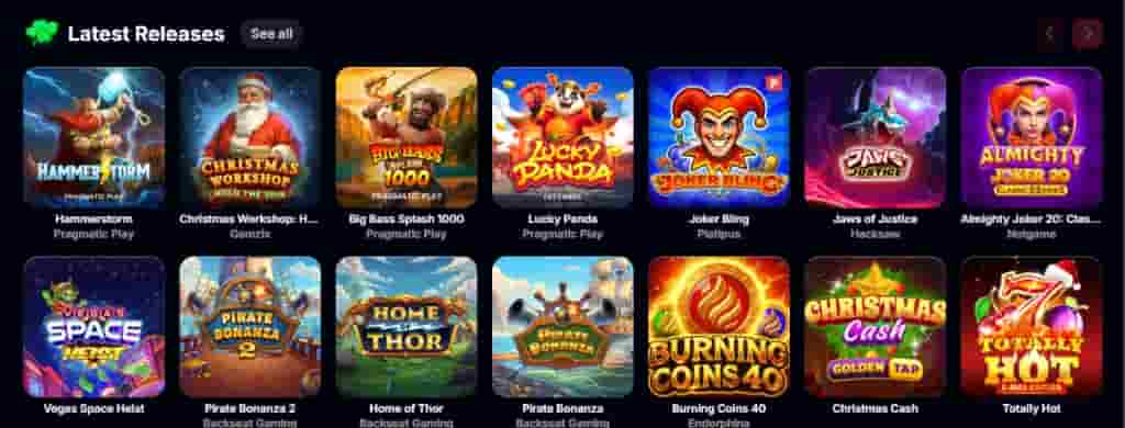 Logo Yep Casino widoczne jest obok najnowszych automatów, prezentując różnorodne gry kasynowe dostępne do gry.