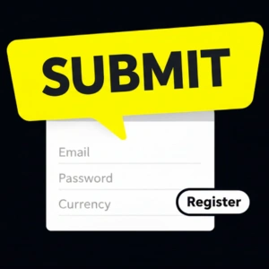 The Yep Casino logo appears above a registration form with the "Register" button, encouraging users to submit their details to create an account.